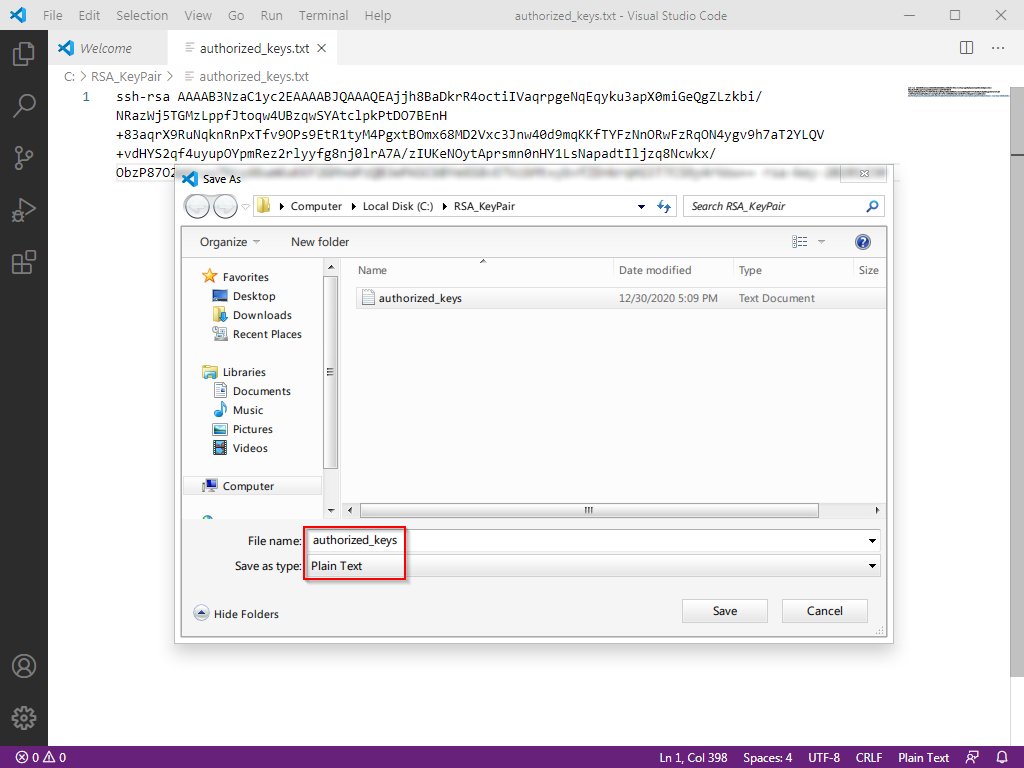 Saving both public and private RSA keys with proper file naming