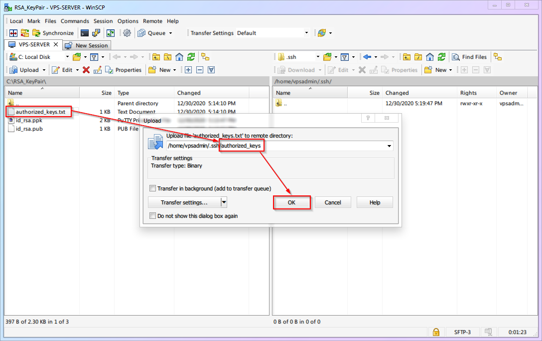 WinSCP file rename dialog removing .txt extension from authorized_keys