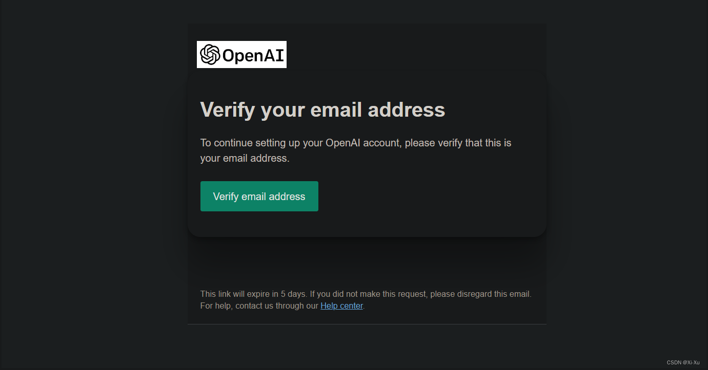 OpenAI email verification message in inbox with verify button